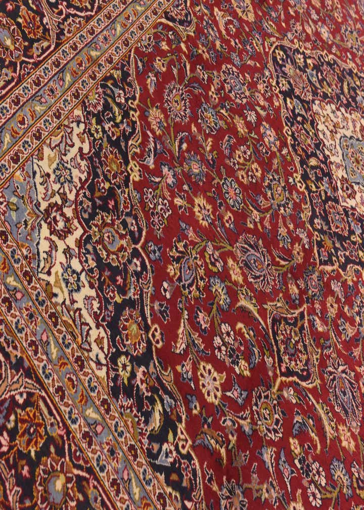 9' 7 x 13' 3 Hand Knotted Kashan Persian Wool Rug