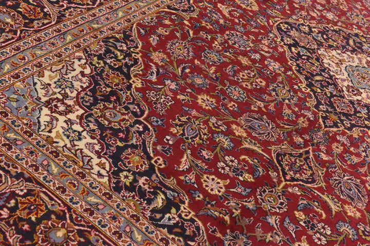 9' 7 x 13' 3 Hand Knotted Kashan Persian Wool Rug