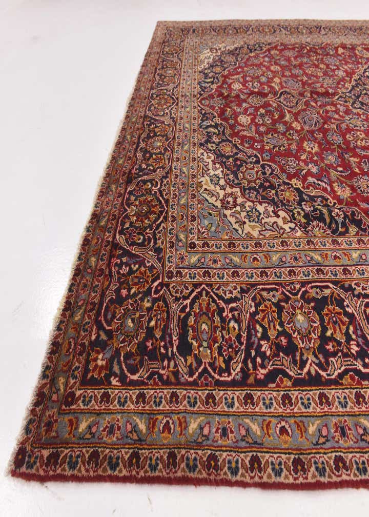 9' 7 x 13' 3 Hand Knotted Kashan Persian Wool Rug