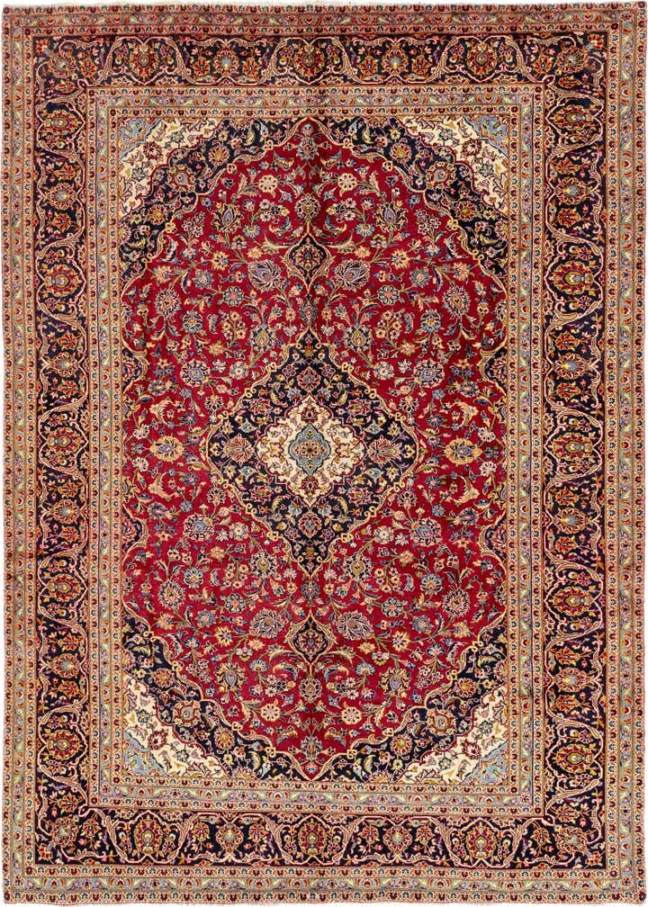 9' 7 x 13' 3 Hand Knotted Kashan Persian Wool Rug