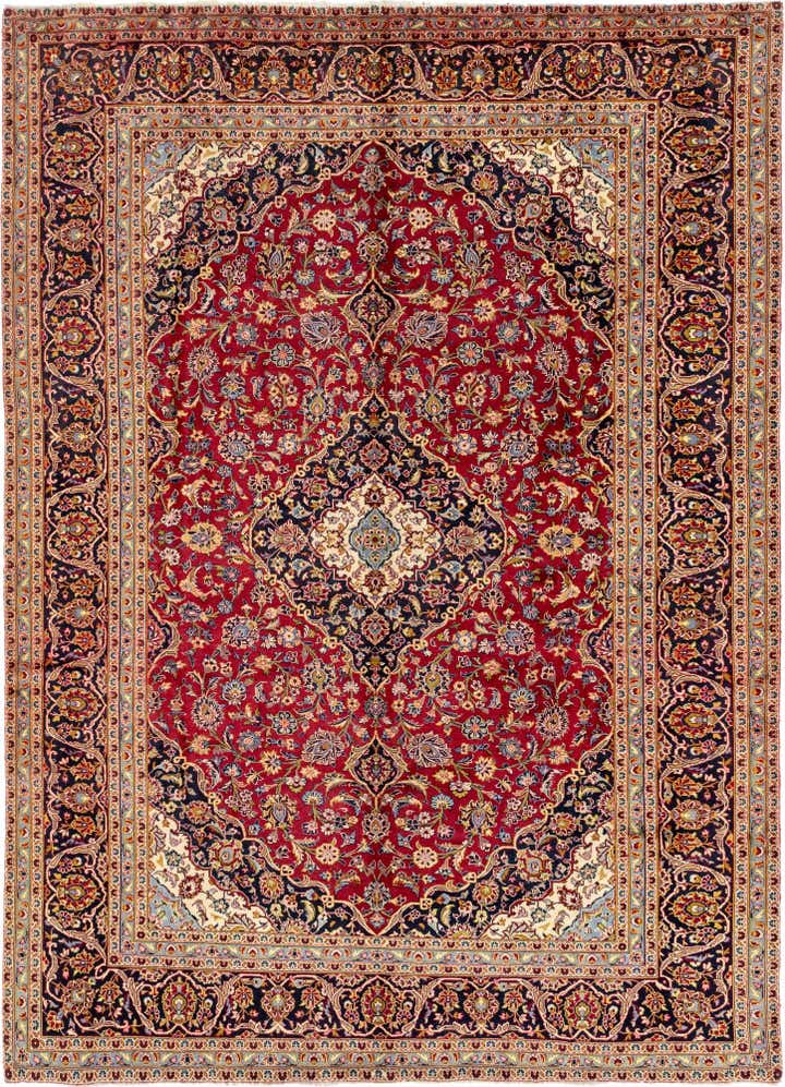 9' 7 x 13' 3 Hand Knotted Kashan Persian Wool Rug