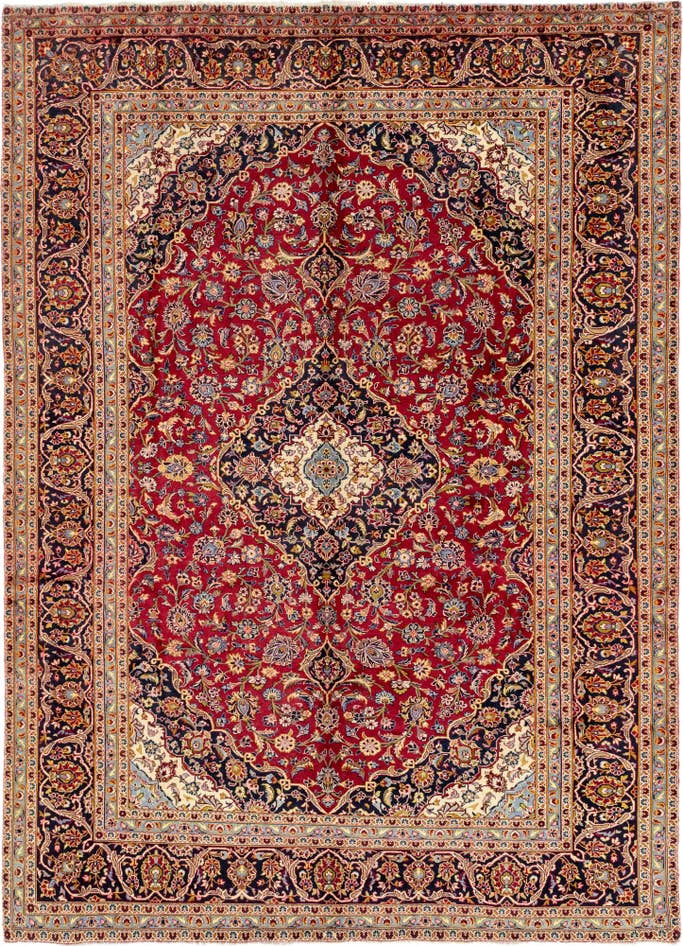 Detail image of 9' 7 x 13' 3 Hand Knotted Kashan Persian Wool Rug