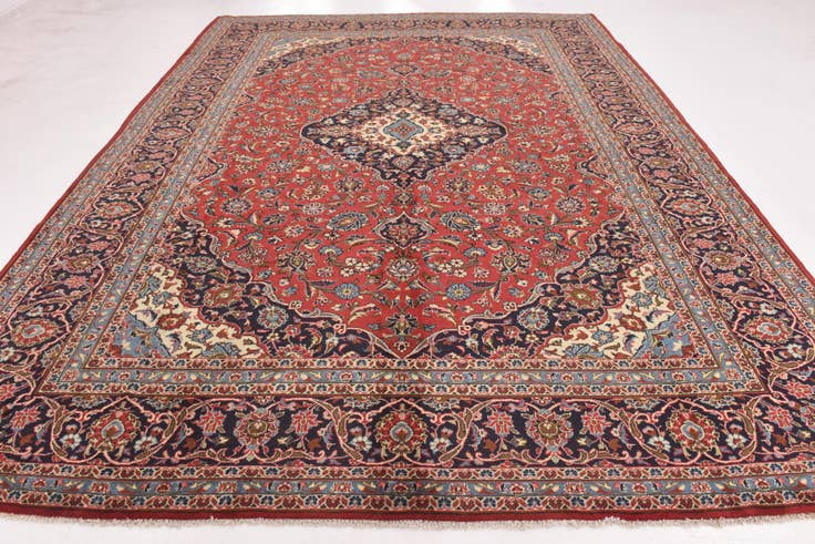 Detail image of 9' 8 x 13' Hand Knotted Kashan Persian Wool Rug