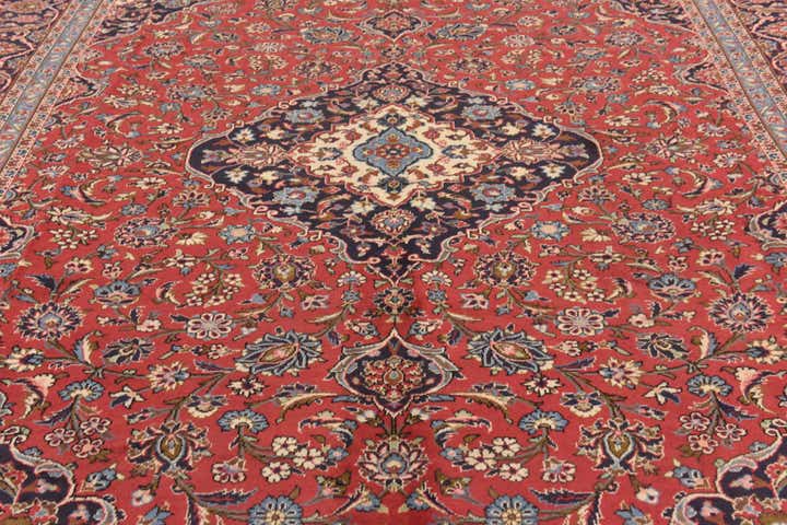 9' 8 x 13' Hand Knotted Kashan Persian Wool Rug