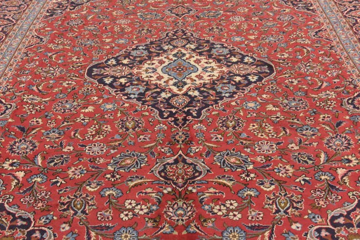 Detail image of 9' 8 x 13' Hand Knotted Kashan Persian Wool Rug
