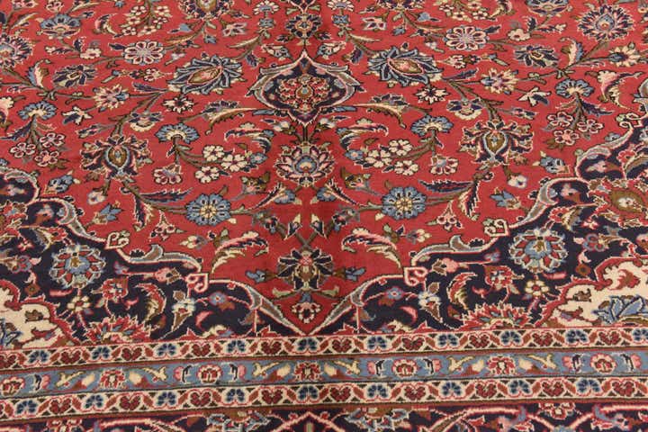 9' 8 x 13' Hand Knotted Kashan Persian Wool Rug
