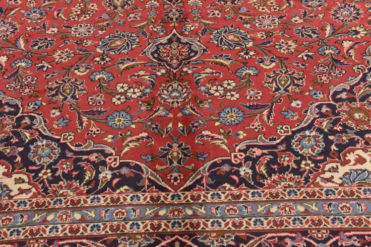 Detail image of 9' 8 x 13' Hand Knotted Kashan Persian Wool Rug