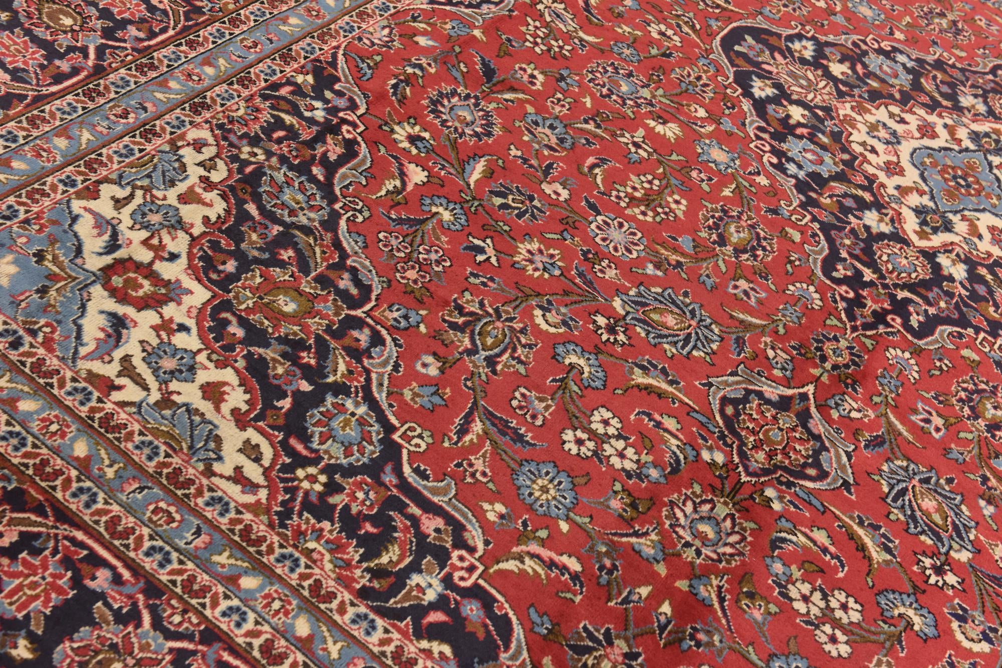 9' 8 x 13' Hand Knotted Kashan Persian Wool Rug