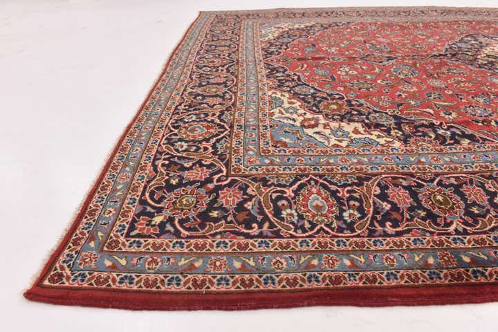 9' 8 x 13' Hand Knotted Kashan Persian Wool Rug