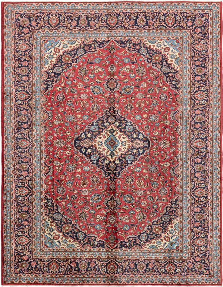 Detail image of 9' 8 x 13' Hand Knotted Kashan Persian Wool Rug