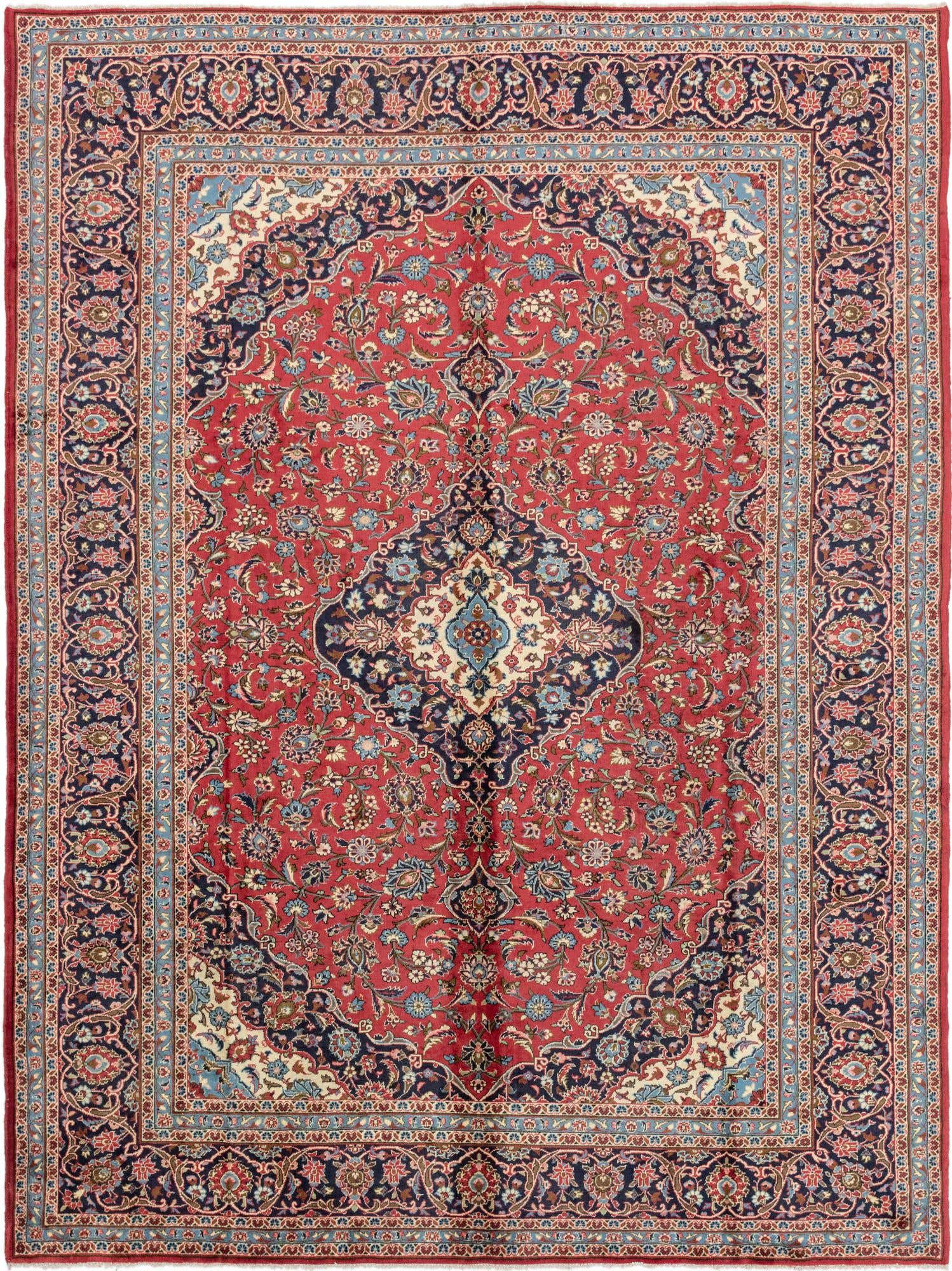9' 8 x 13' Hand Knotted Kashan Persian Wool Rug