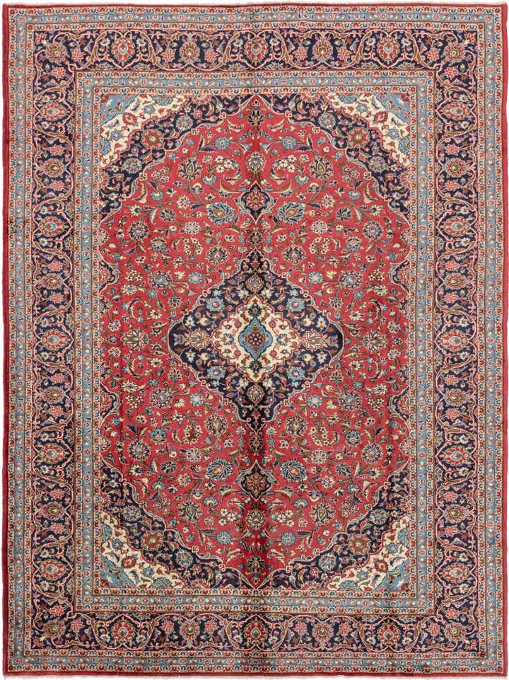 9' 8 x 13' Hand Knotted Kashan Persian Wool Rug
