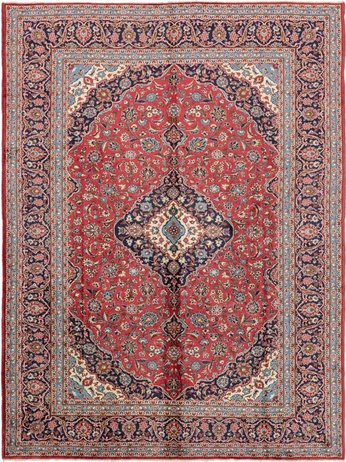 Detail image of 9' 8 x 13' Hand Knotted Kashan Persian Wool Rug