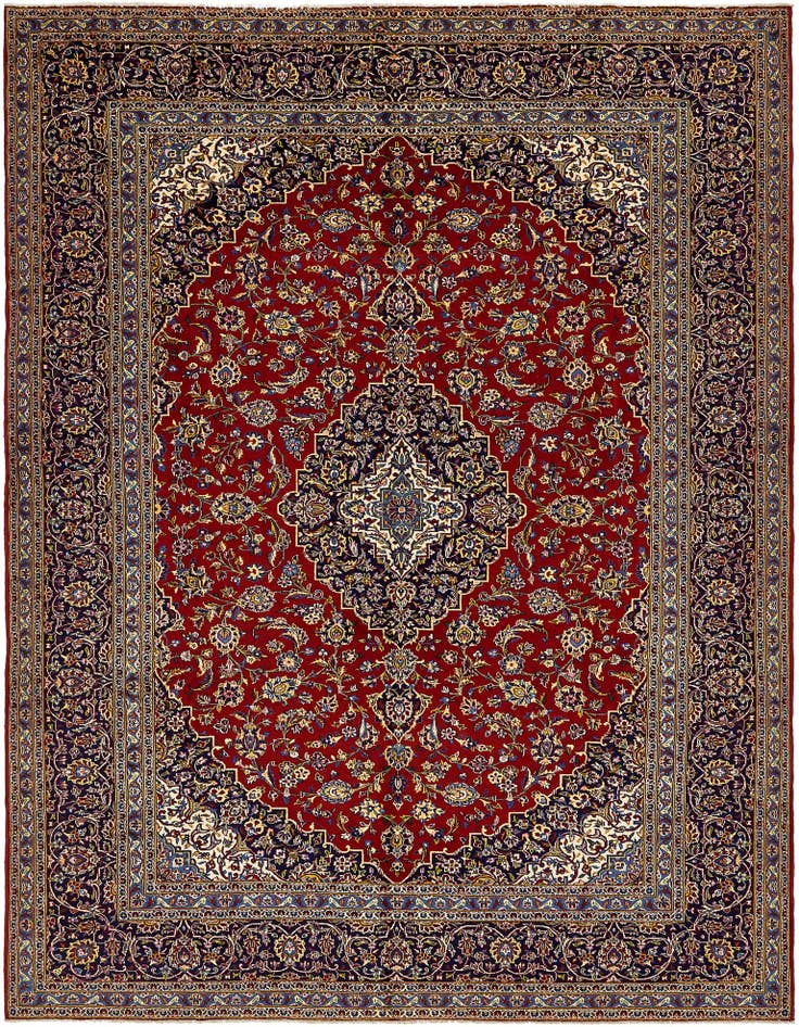Detail image of 10' x 12' 10 Hand Knotted Kashan Persian Wool Rug