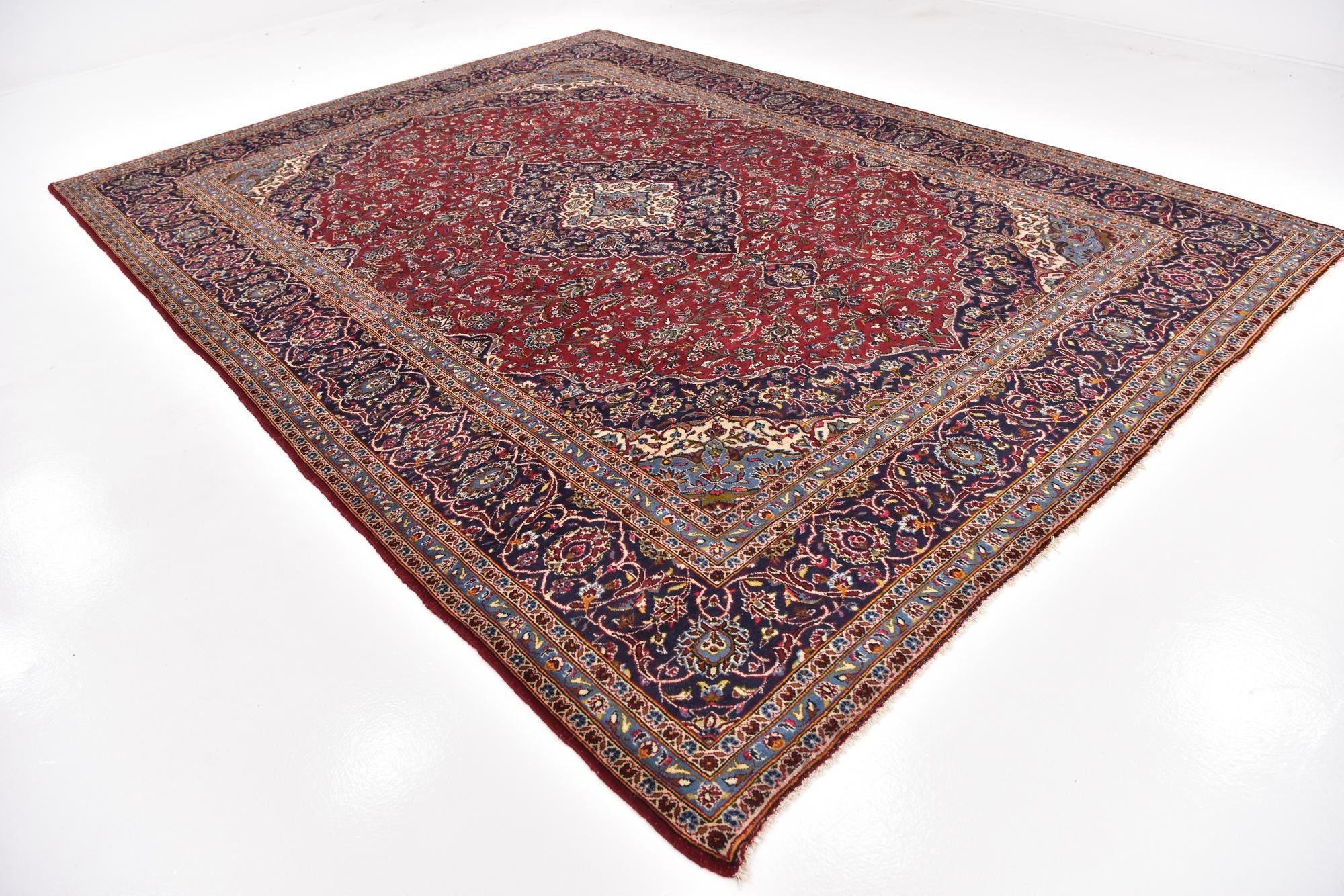9' 9 x 12' 10 Hand Knotted Kashan Persian Wool Rug