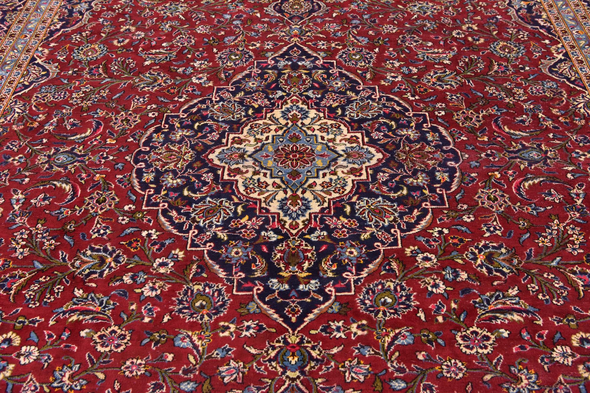 9' 9 x 12' 10 Hand Knotted Kashan Persian Wool Rug