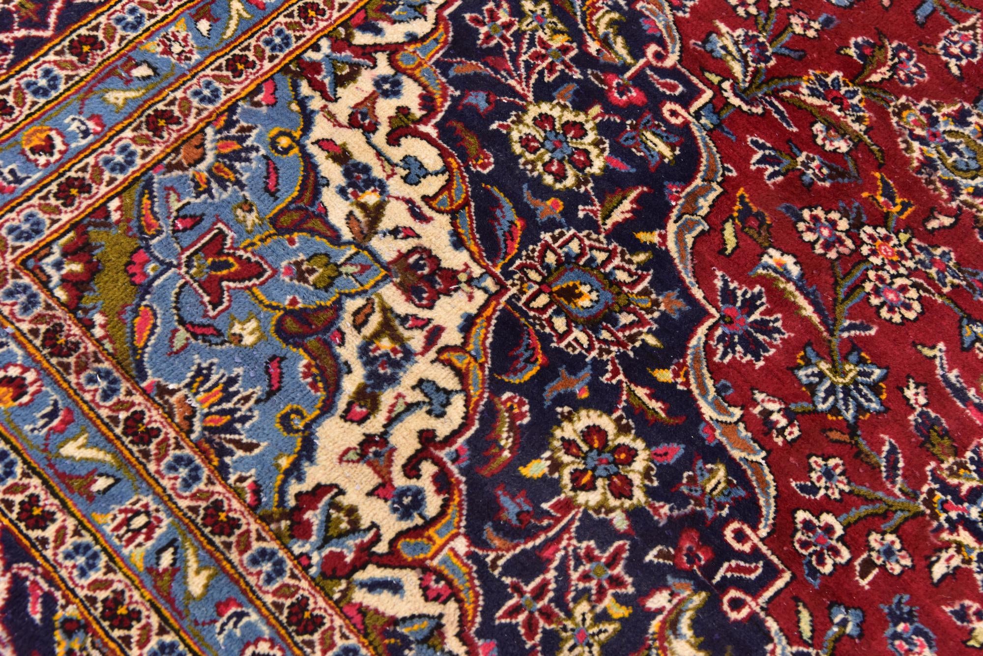 9' 9 x 12' 10 Hand Knotted Kashan Persian Wool Rug