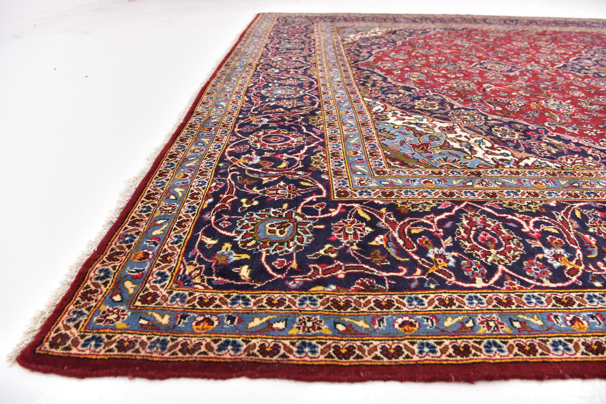 9' 9 x 12' 10 Hand Knotted Kashan Persian Wool Rug