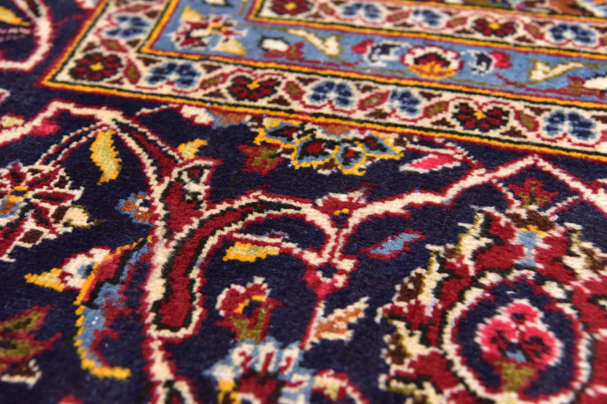 9' 9 x 12' 10 Hand Knotted Kashan Persian Wool Rug