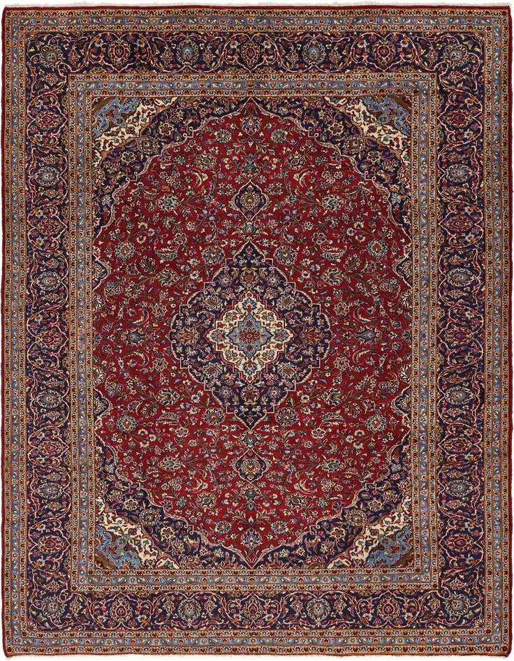 Detail image of 9' 9 x 12' 10 Hand Knotted Kashan Persian Wool Rug