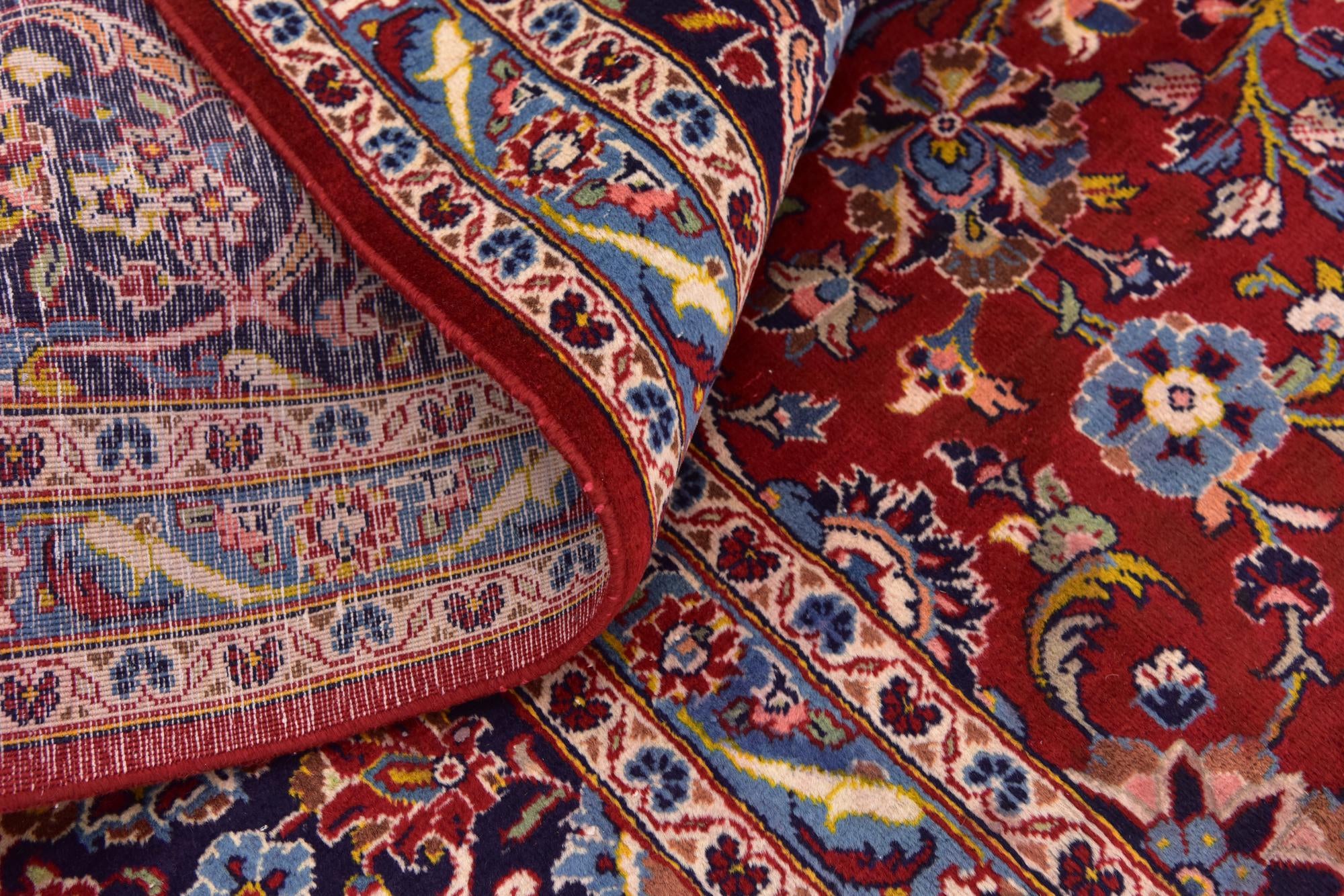 9' 7 x 13' 3 Hand Knotted Kashan Persian Wool Rug