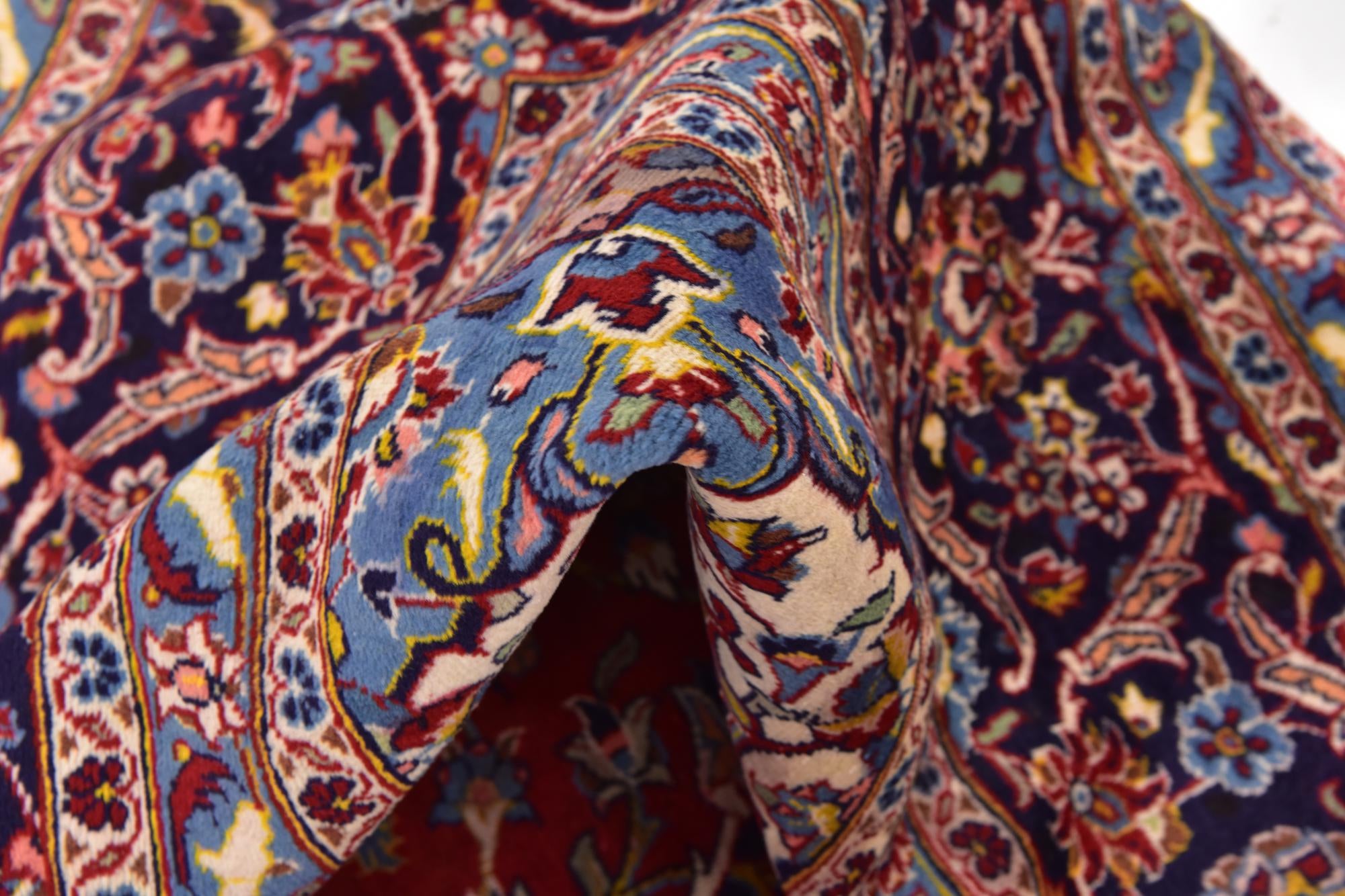 9' 7 x 13' 3 Hand Knotted Kashan Persian Wool Rug