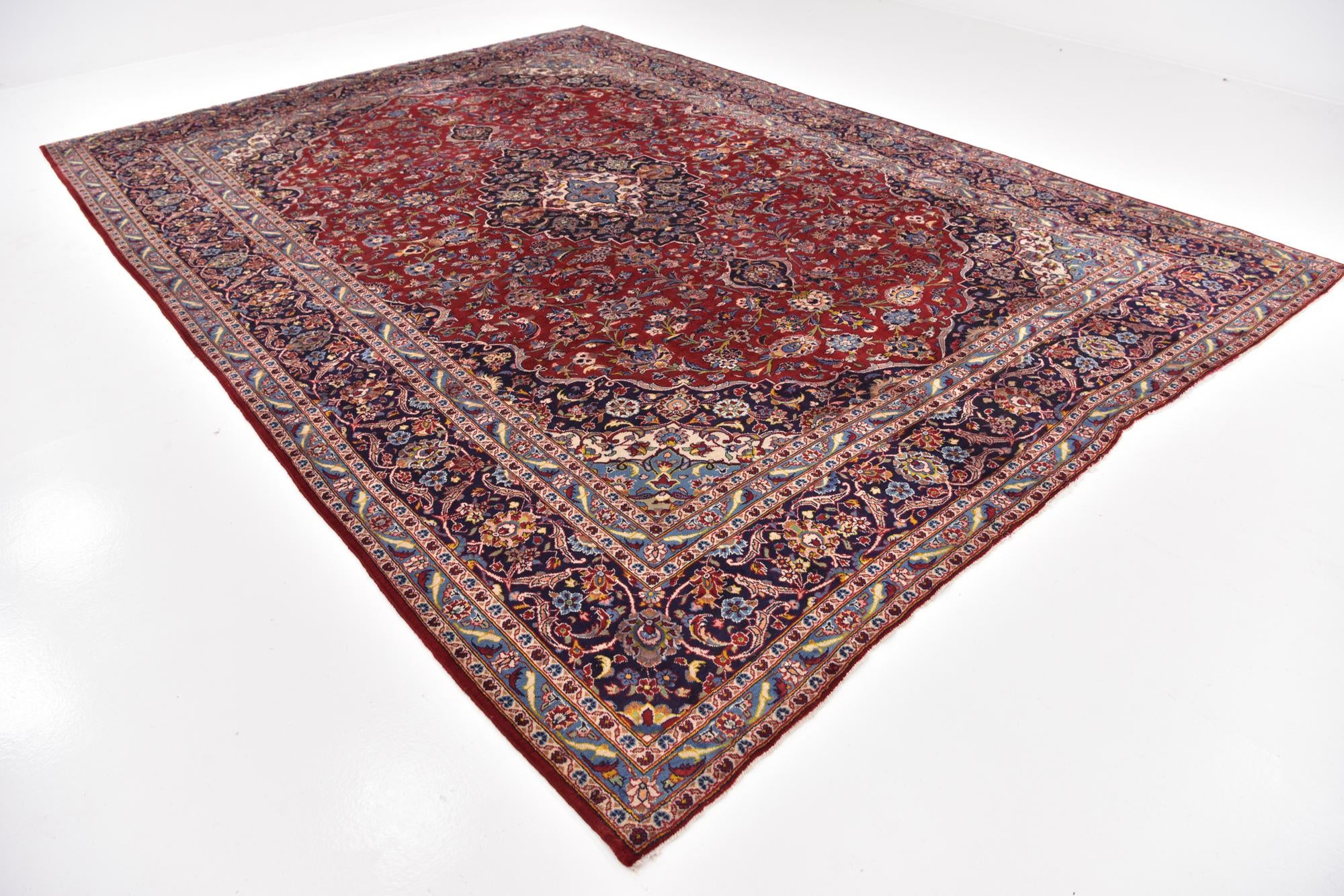 9' 7 x 13' 3 Hand Knotted Kashan Persian Wool Rug