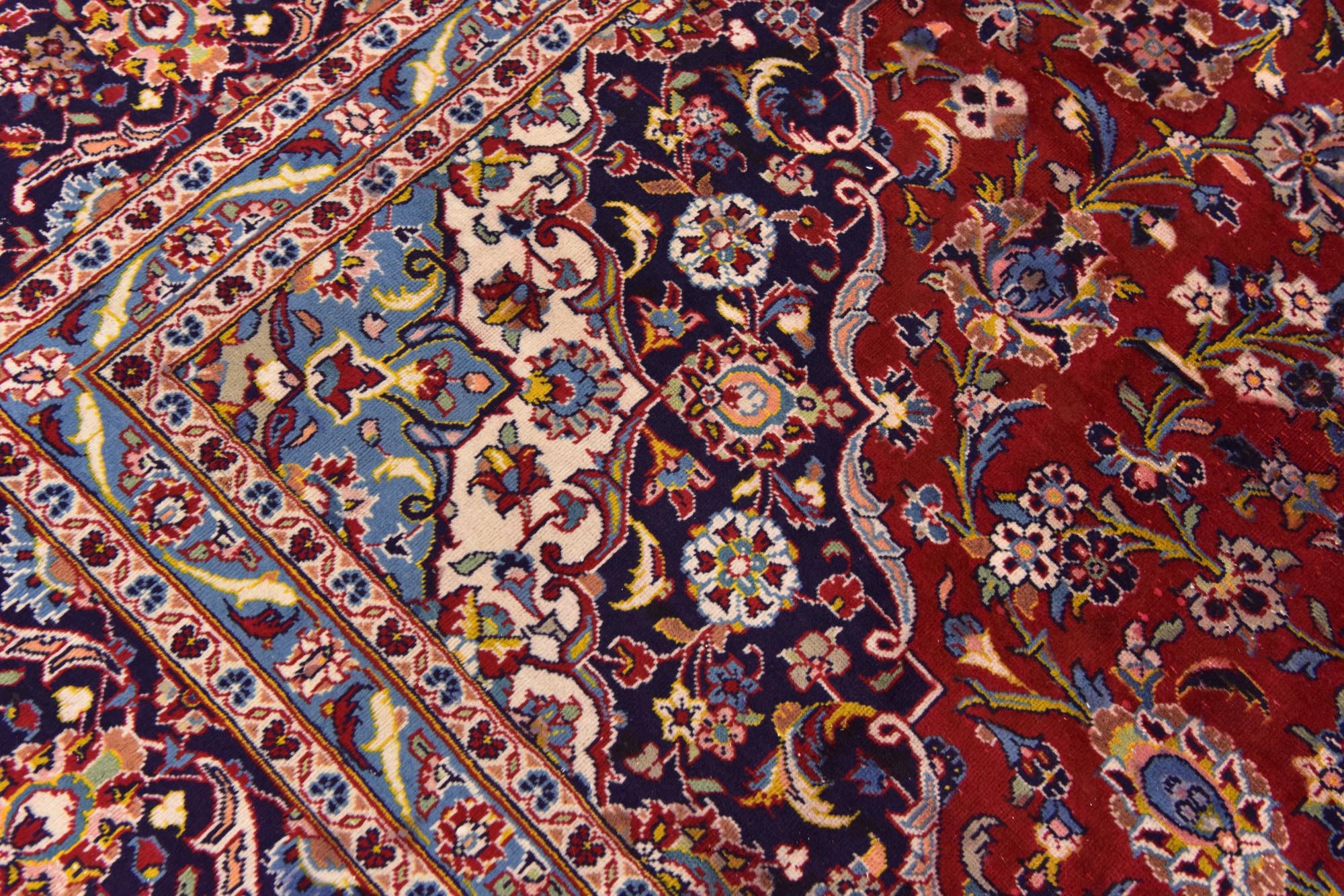 9' 7 x 13' 3 Hand Knotted Kashan Persian Wool Rug