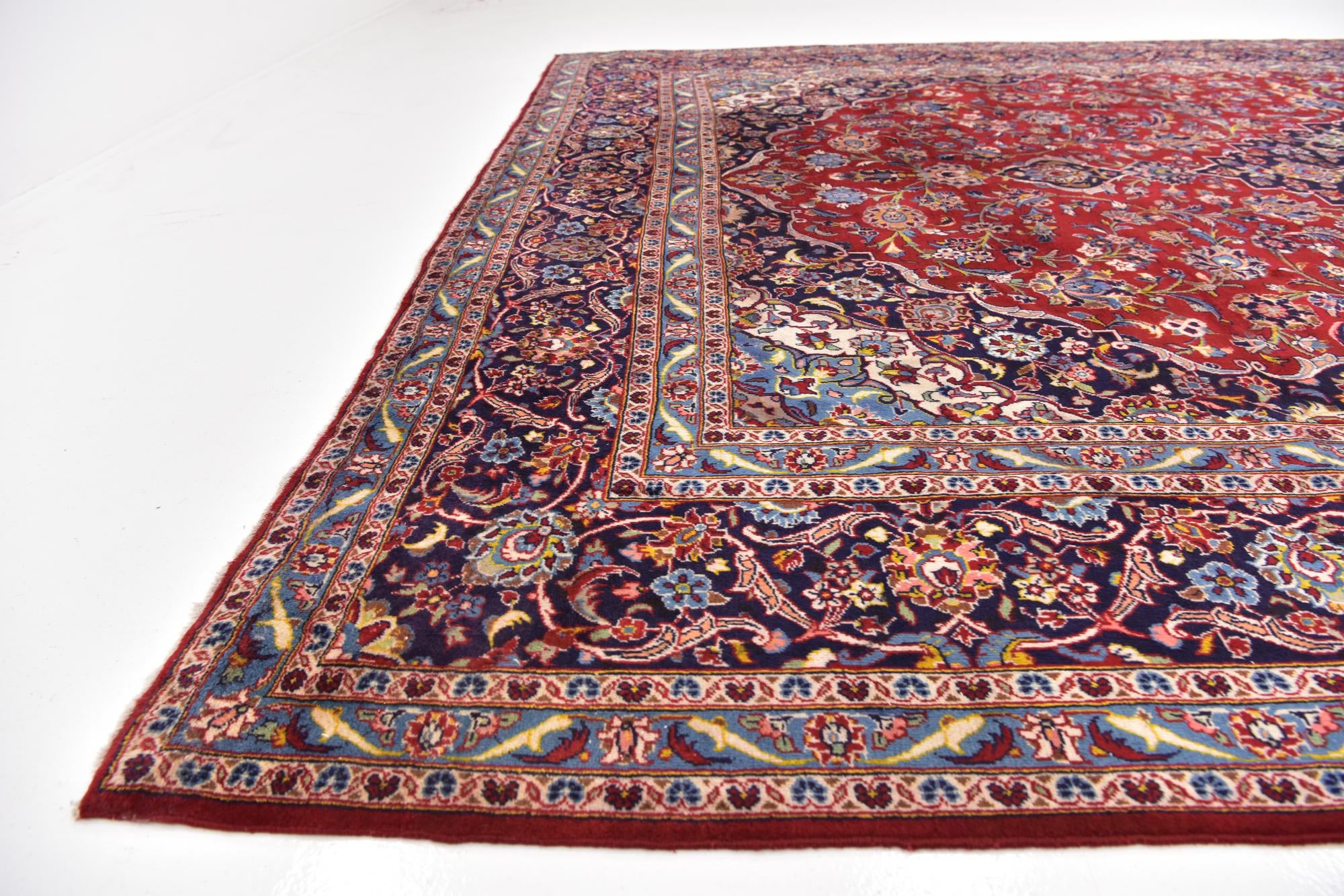 9' 7 x 13' 3 Hand Knotted Kashan Persian Wool Rug