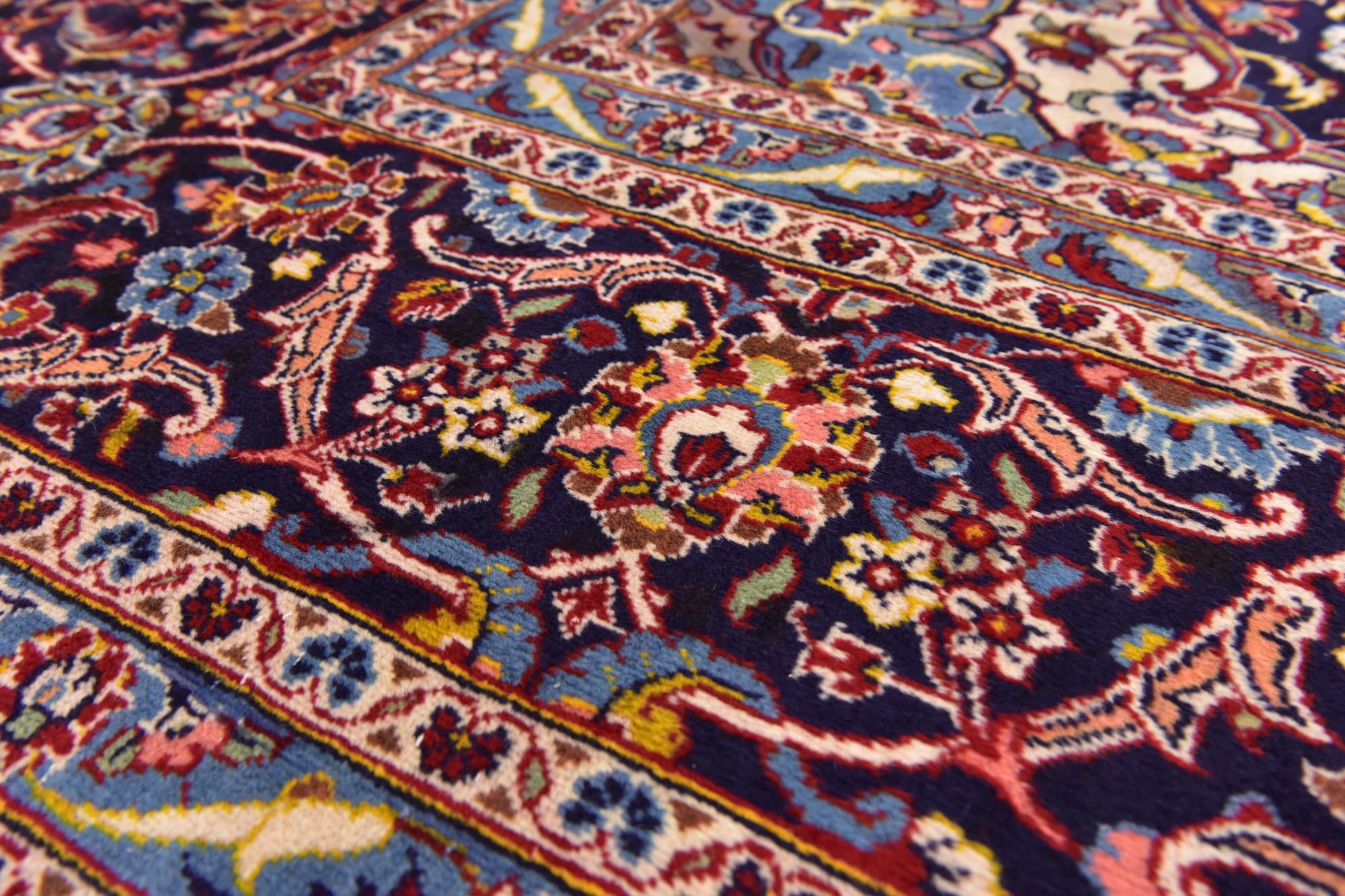 9' 7 x 13' 3 Hand Knotted Kashan Persian Wool Rug
