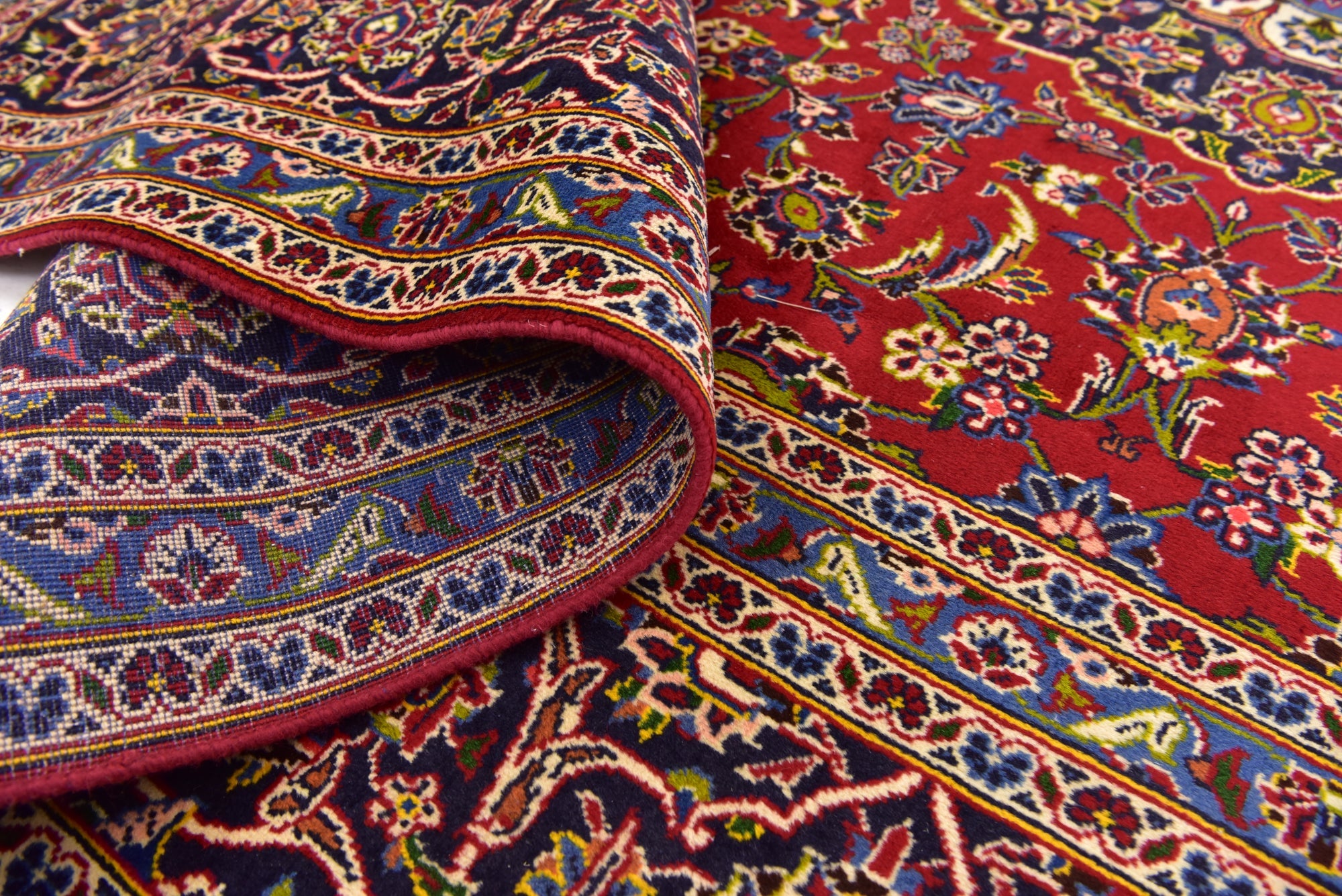 8' x 11' 7 Hand Knotted Kashan Persian Wool Rug
