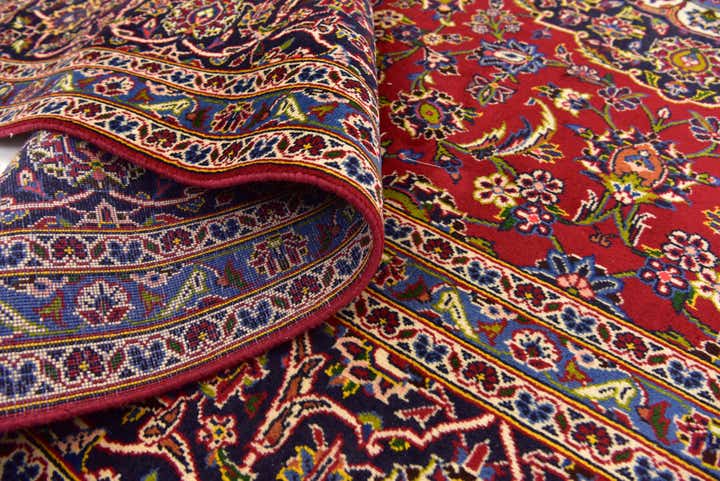 8' x 11' 7 Hand Knotted Kashan Persian Wool Rug