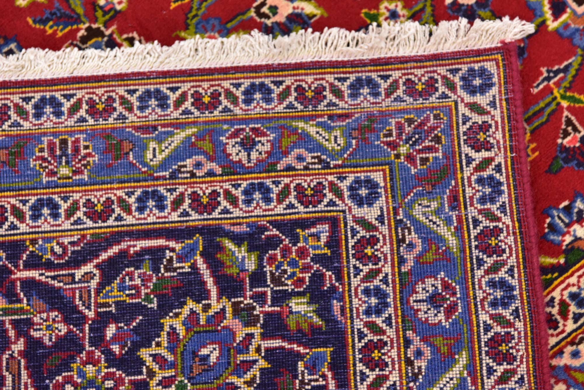 8' x 11' 7 Hand Knotted Kashan Persian Wool Rug