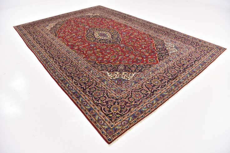 Detail image of 8' x 11' 7 Hand Knotted Kashan Persian Wool Rug