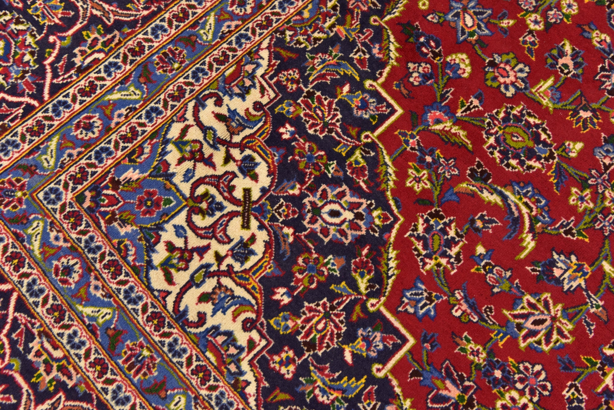 8' x 11' 7 Hand Knotted Kashan Persian Wool Rug