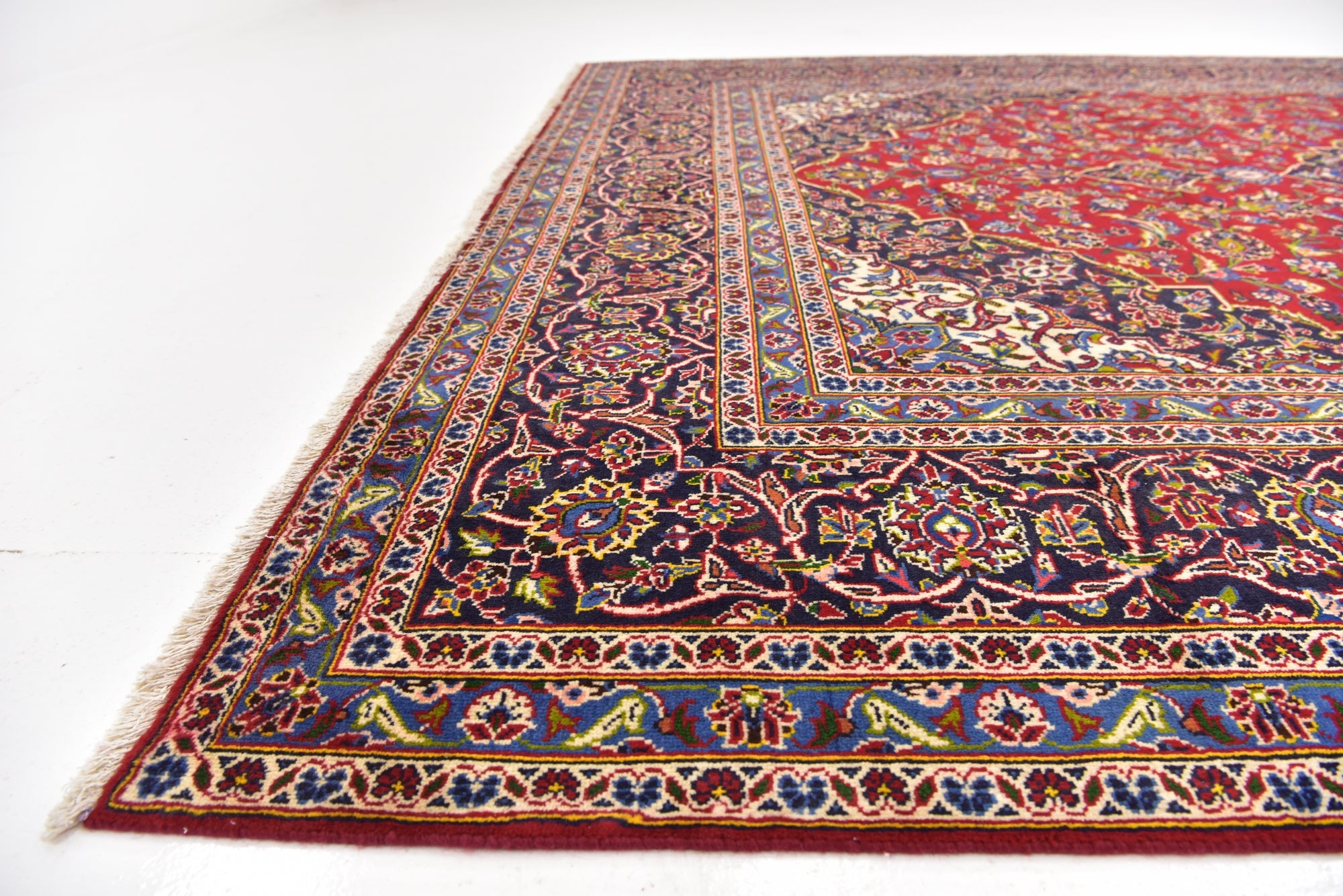 8' x 11' 7 Hand Knotted Kashan Persian Wool Rug