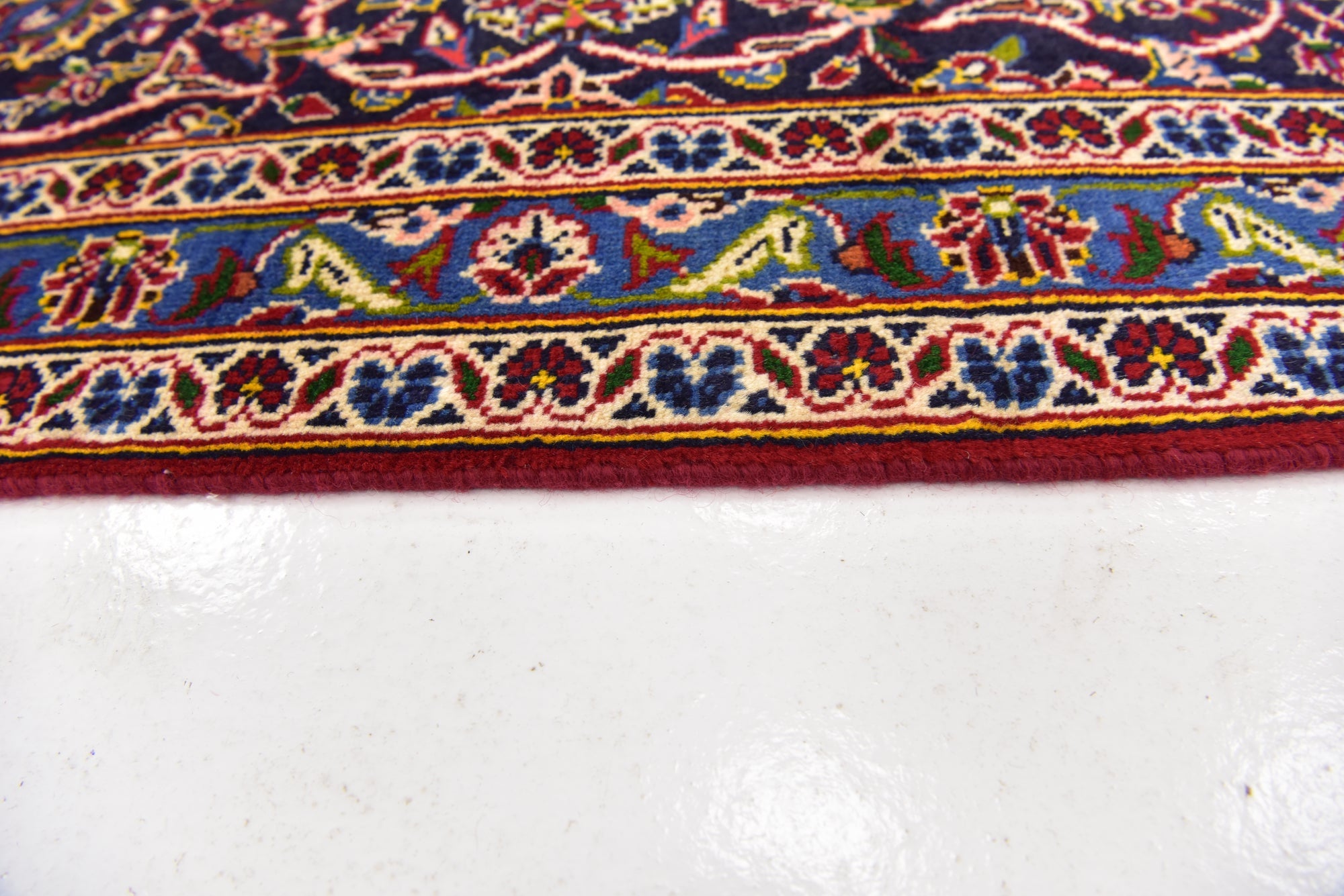8' x 11' 7 Hand Knotted Kashan Persian Wool Rug