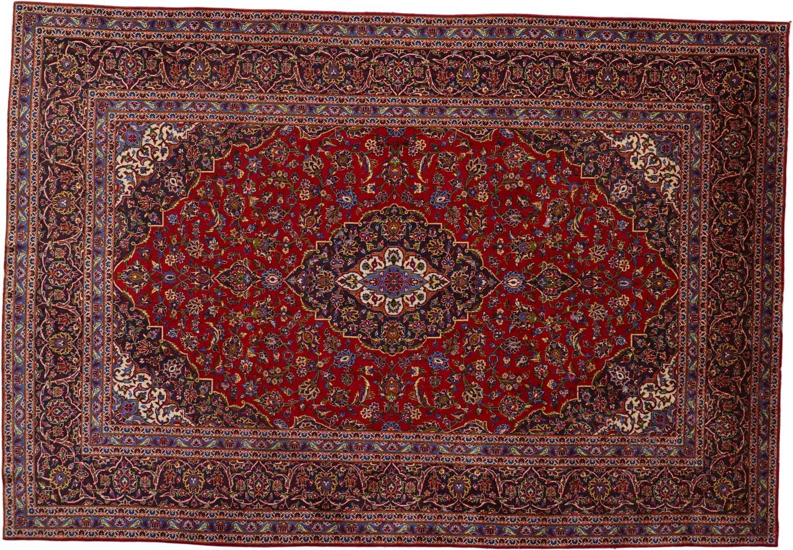 8' x 11' 7 Hand Knotted Kashan Persian Wool Rug