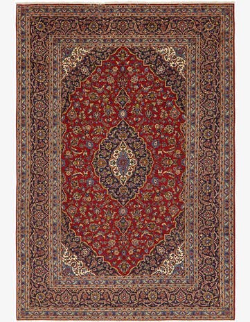 8' x 11' 7 Hand Knotted Kashan Persian Wool Rug