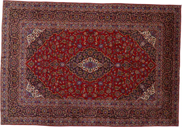 8' x 11' 7 Hand Knotted Kashan Persian Wool Rug