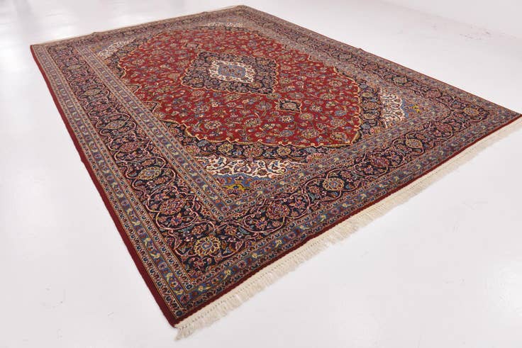 Detail image of 9' 8 x 13' 5 Hand Knotted Kashan Persian Wool Rug