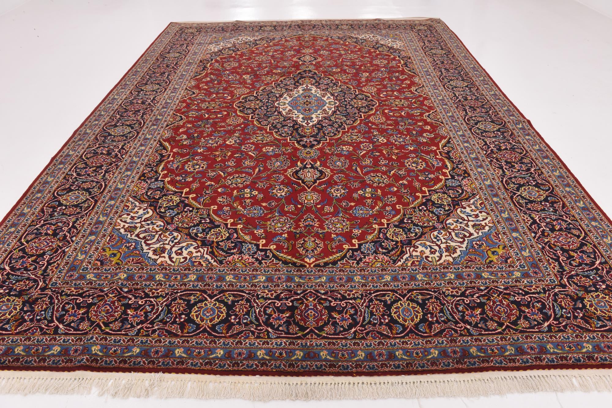 9' 8 x 13' 5 Hand Knotted Kashan Persian Wool Rug
