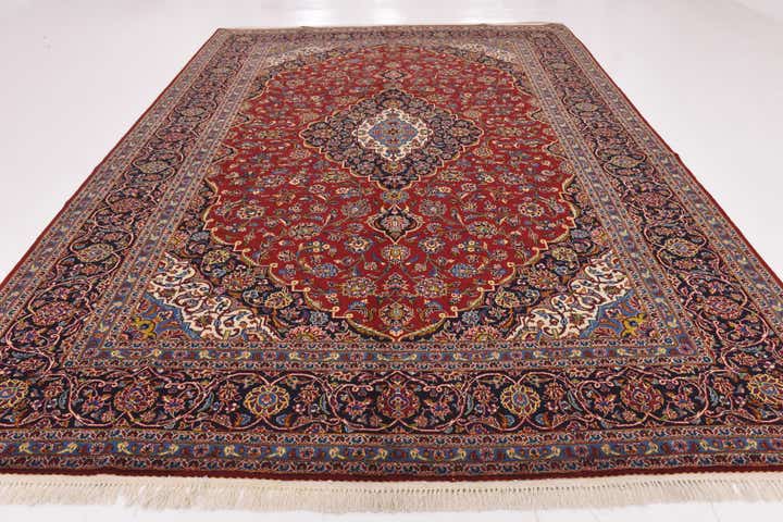 9' 8 x 13' 5 Hand Knotted Kashan Persian Wool Rug