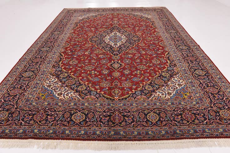 Detail image of 9' 8 x 13' 5 Hand Knotted Kashan Persian Wool Rug