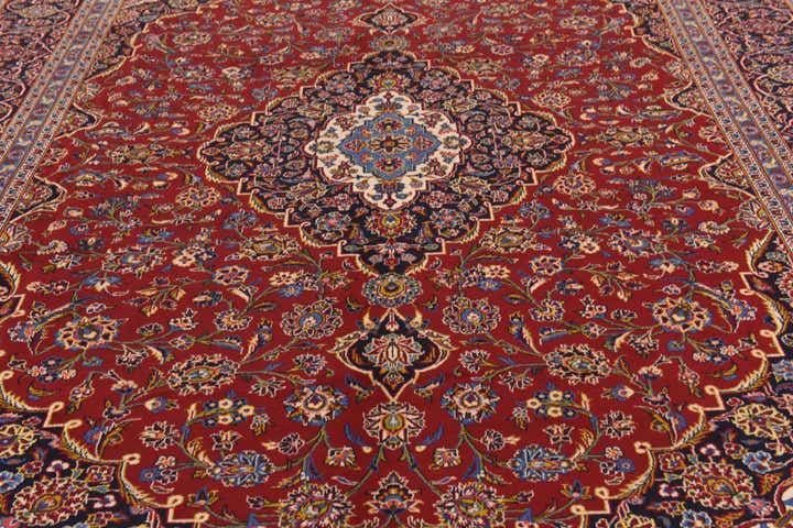 9' 8 x 13' 5 Hand Knotted Kashan Persian Wool Rug
