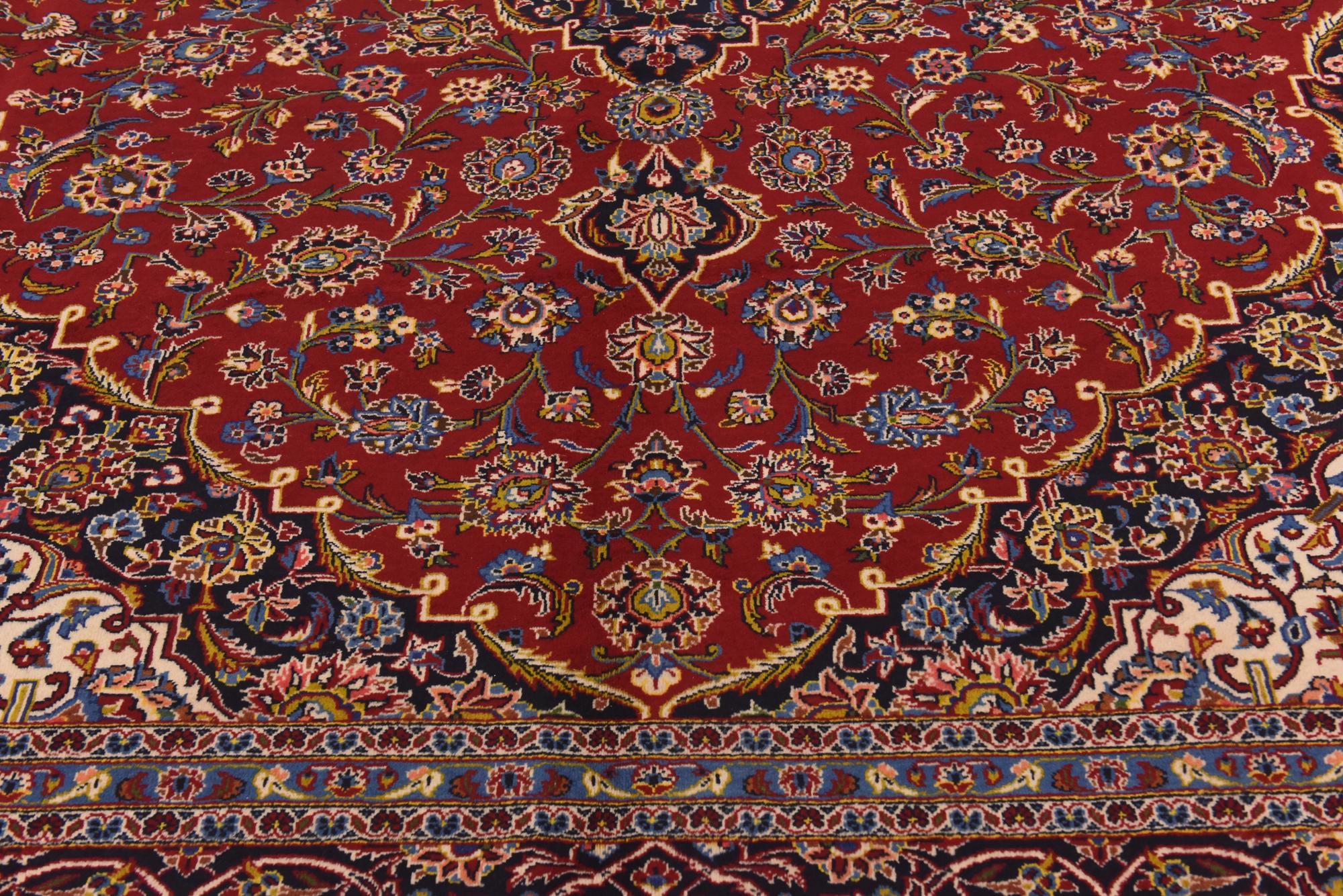 9' 8 x 13' 5 Hand Knotted Kashan Persian Wool Rug