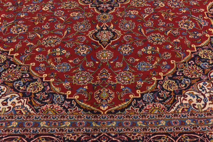 9' 8 x 13' 5 Hand Knotted Kashan Persian Wool Rug
