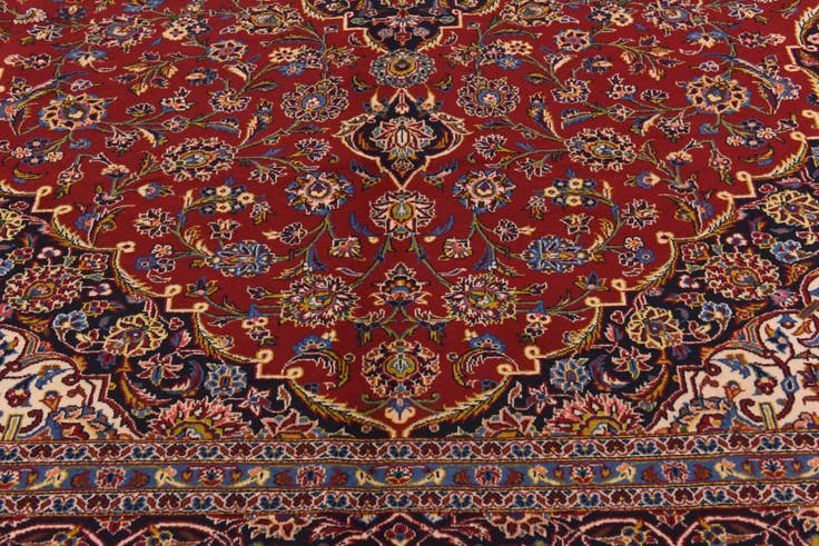 Detail image of 9' 8 x 13' 5 Hand Knotted Kashan Persian Wool Rug