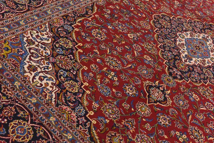 9' 8 x 13' 5 Hand Knotted Kashan Persian Wool Rug