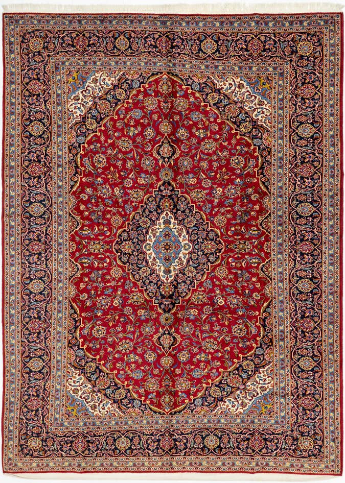 Detail image of 9' 8 x 13' 5 Hand Knotted Kashan Persian Wool Rug